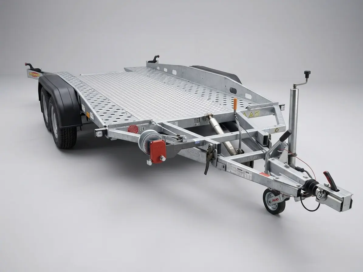 XL-Autotransporter in Schrägansicht mit eingezeichneten Maßen der Ladefläche